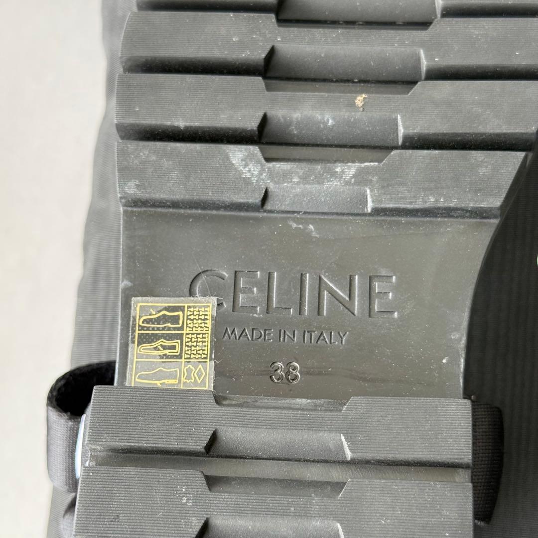 セリーヌ レオ ストラッピー サンダル レザー ファブリック ベルクロ 38