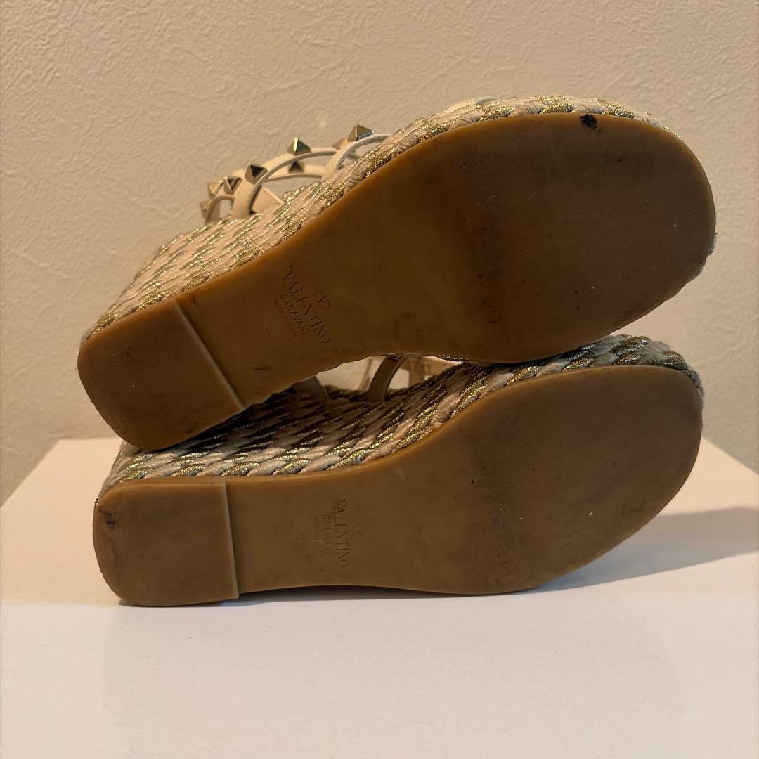 高級＊ヴァレンティノ ロックスタッズ ストラップウェッジサンダル　厚底　35