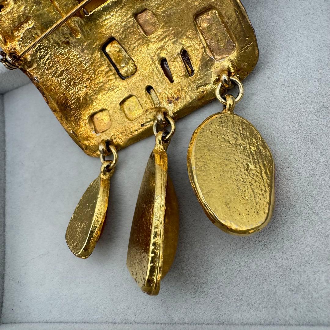 【ヴィンテージ】christian lacroix ブローチ　ゴールド　ストーン