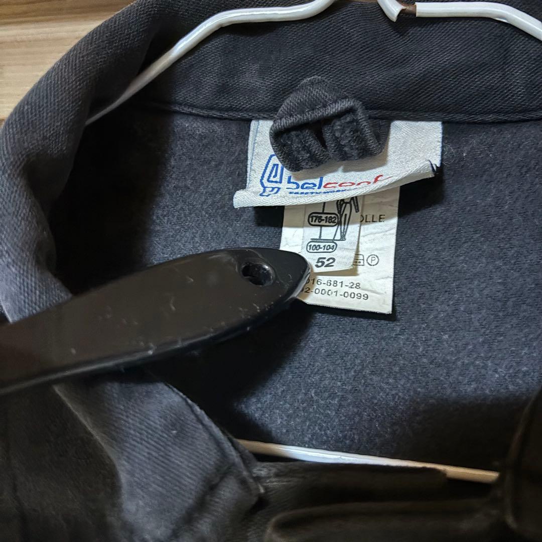 ユーロワークジャケット　カバーオール　モールスキン　黒　52　ヨーロッパ古着