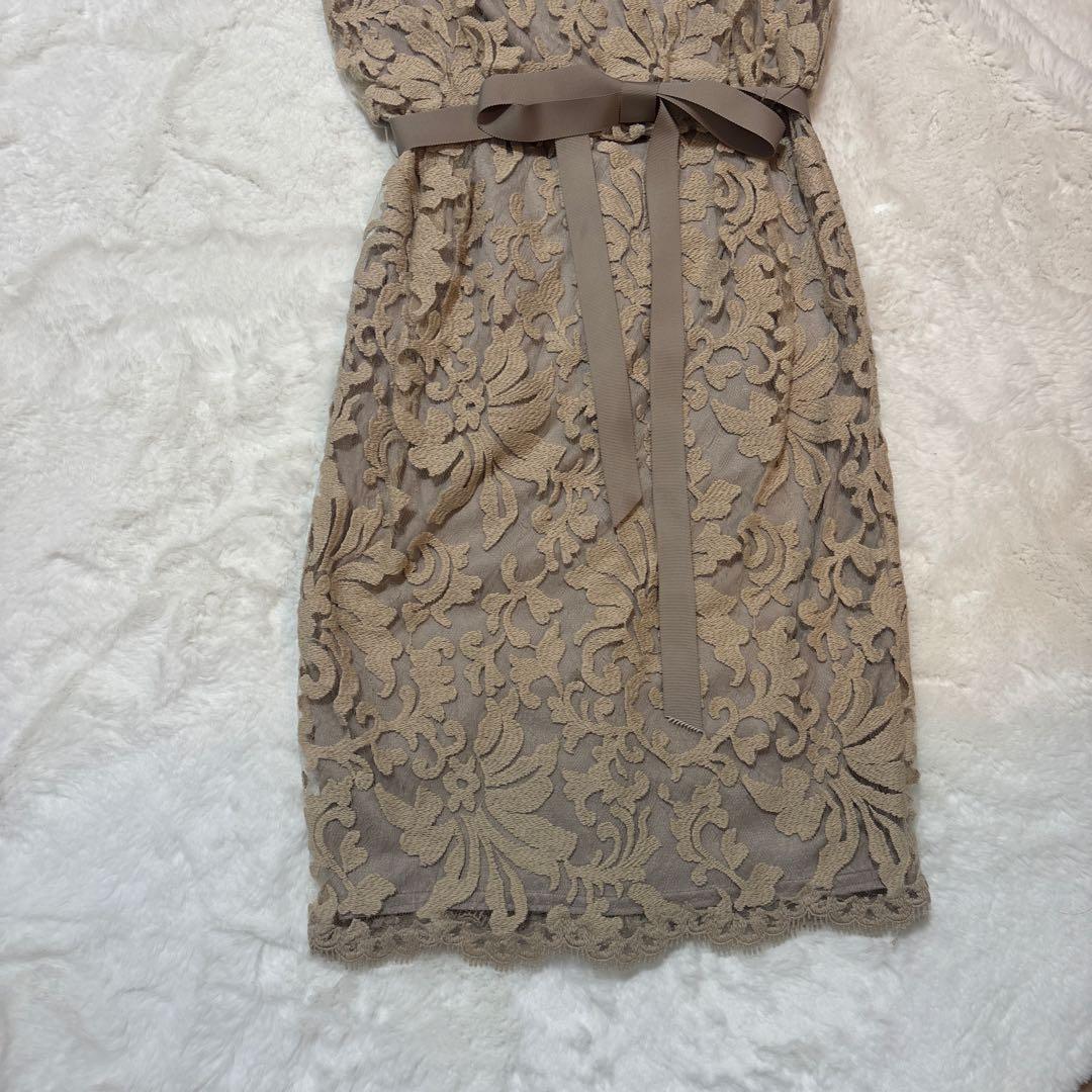 【お値引き】TADASHI SHOJI レースワンピース　サイズ4 ベージュ