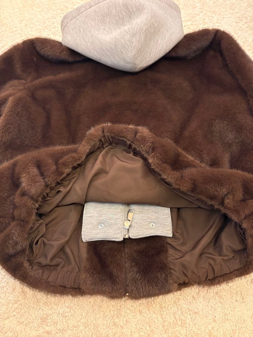 ZARA コントラストフェイクファーフード付きボンバージャケット☆M☆新品未使用