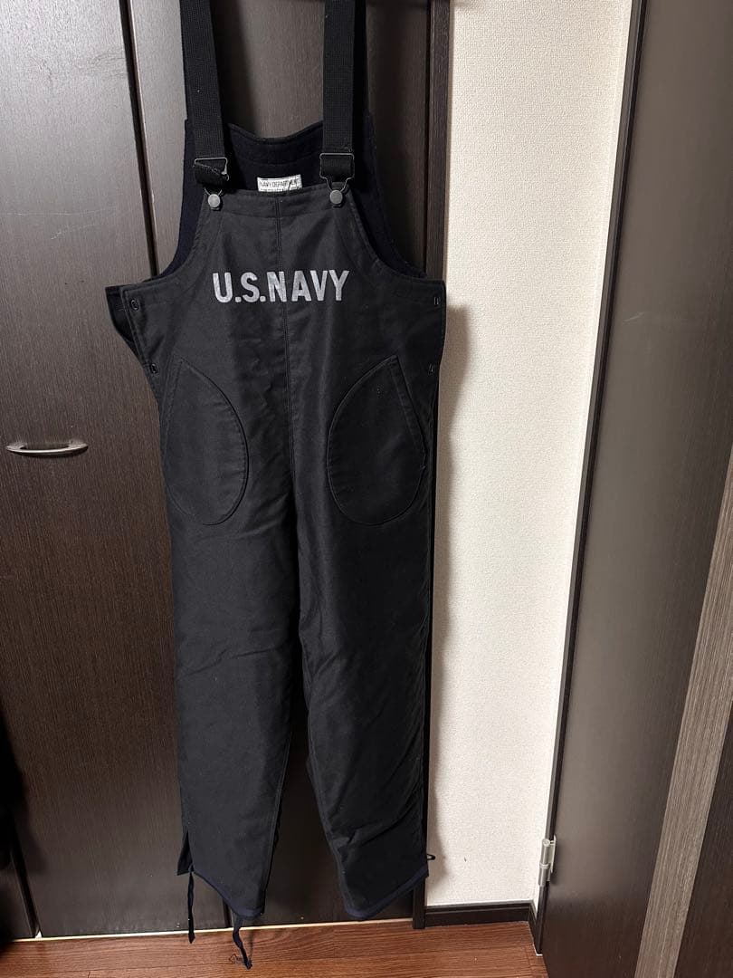 U.S.NAVY オーバーオールSMALLリアルマッコイ　デッキパンツ　パチポケ