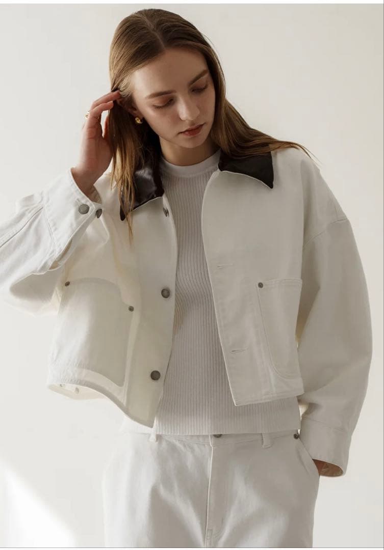 regleam アクセントカラーデニムジャケット ホワイト