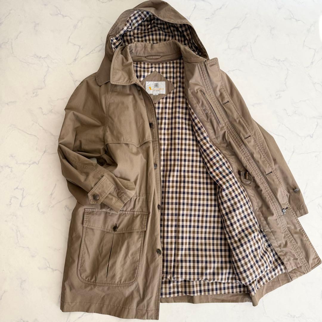 【美品】　アクアスキュータム モッズコート ライナー 裏地チェック ダウンコート