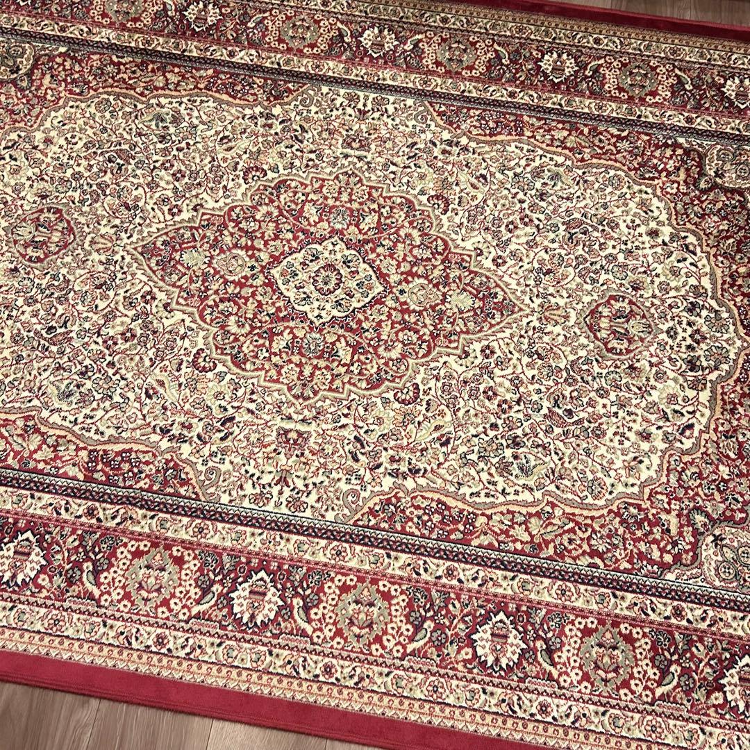 LOWYA ロウヤ　ペルシャ風ラグ　ウィルトン織　アイボリー/レッド