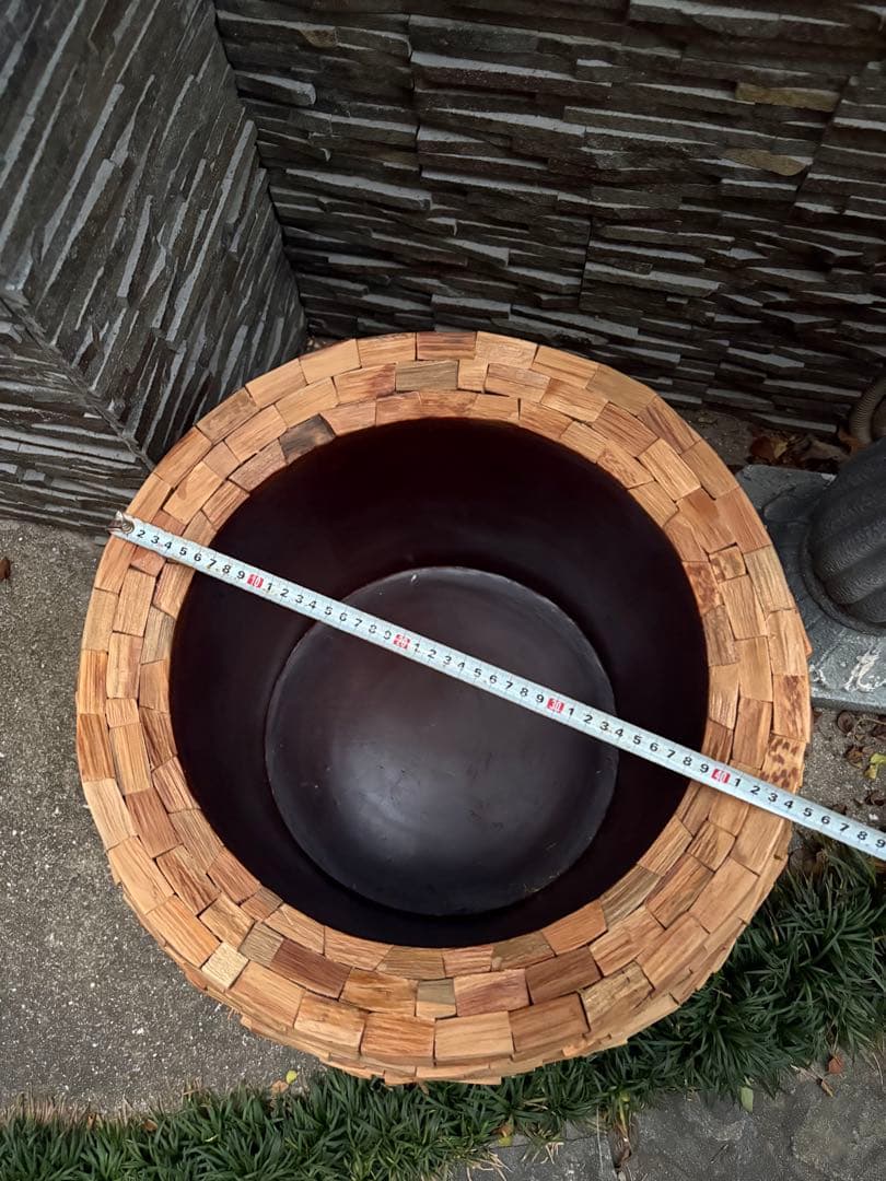 大型　モザイクウッドポット 鉢カバー 43 ×45cm