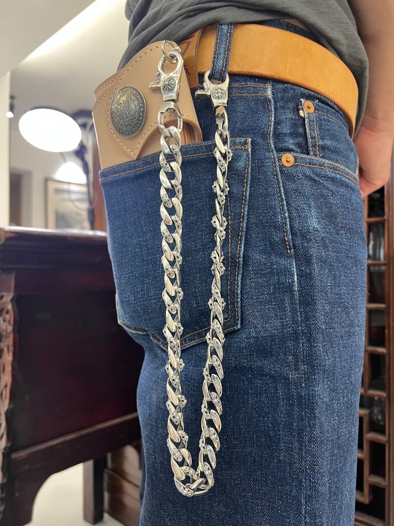 バイカー必須　ウォレット用プレーン　シルバーチェーン　TYPE1　QBKL012