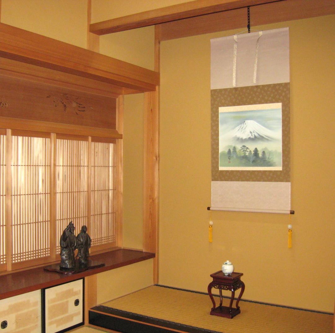 【真筆】掛け軸　富峰風景(富士山)◆成瑞　共箱・タトウ箱付