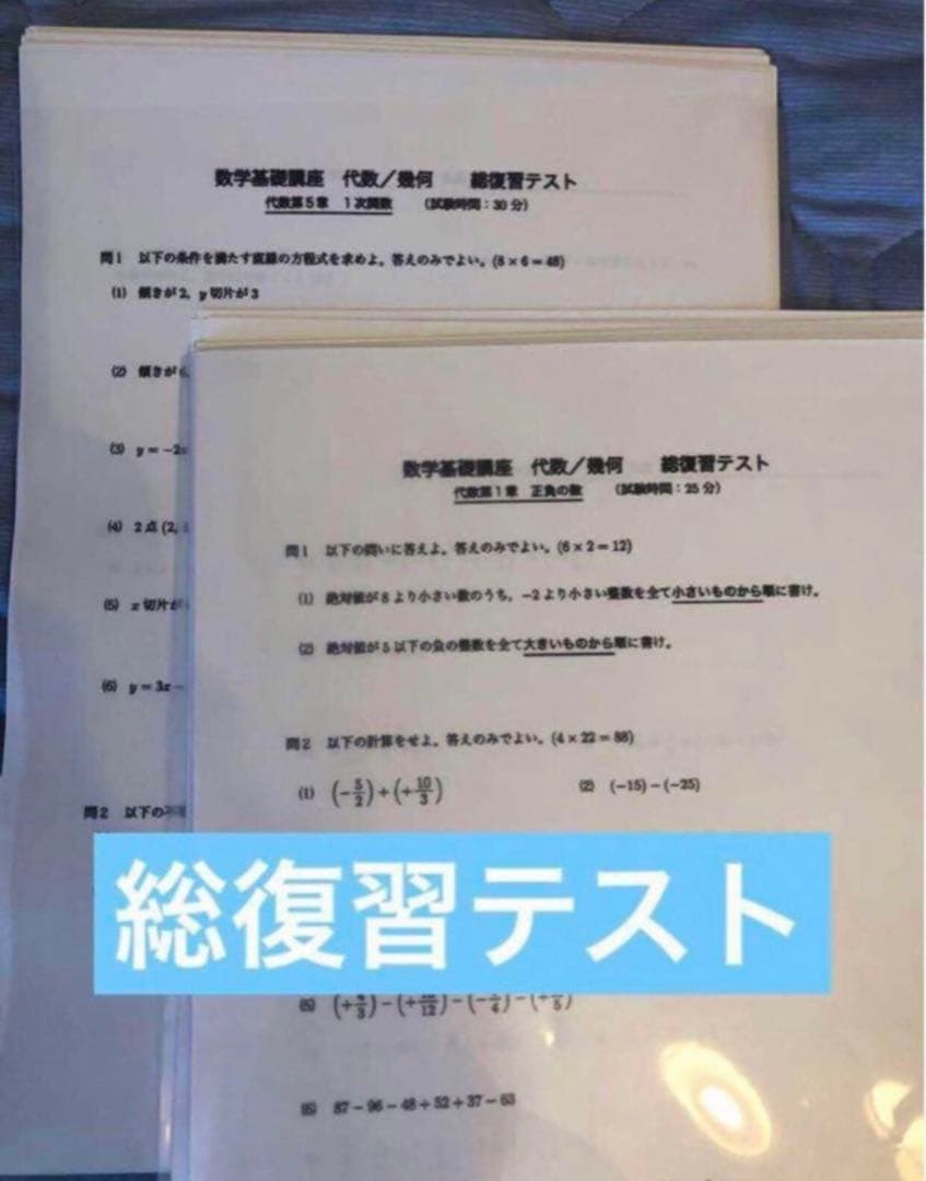【フルセット　独学可】鉄緑会 中1 数学　基礎講座 通年セット　大容量プリント付