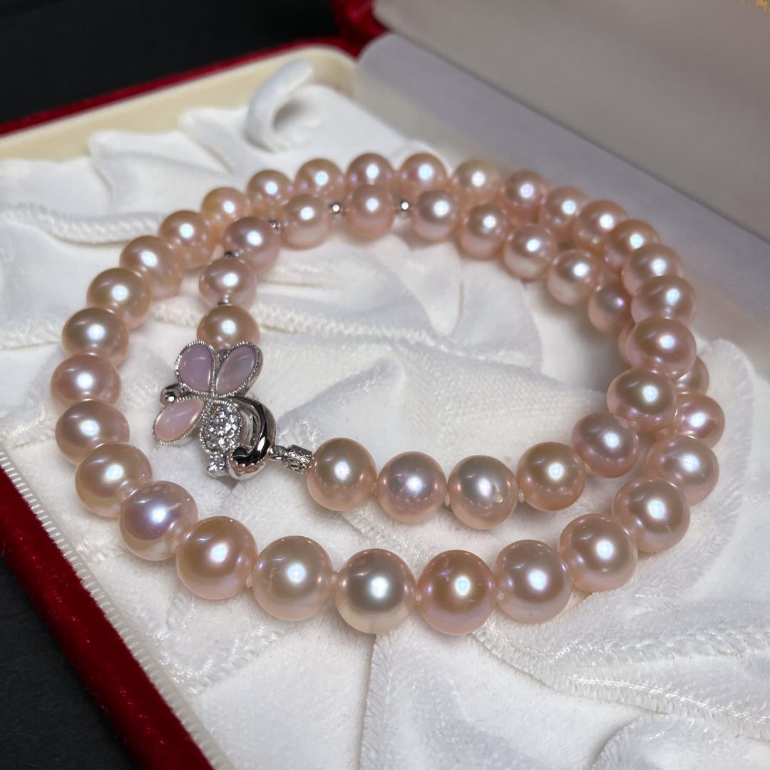 本真珠 パールネックレス 約8.3-9.5mm ピンクジュエリー