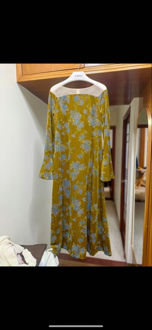 ワンピース Ameri Vintage FLOWER PRINT VELOUR DRESS