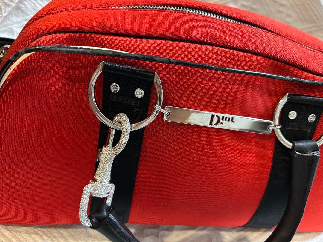 ゆ*ー様 クリスチャンディオール ハンドバッグ ショルダーバッグ 赤 ラインスト