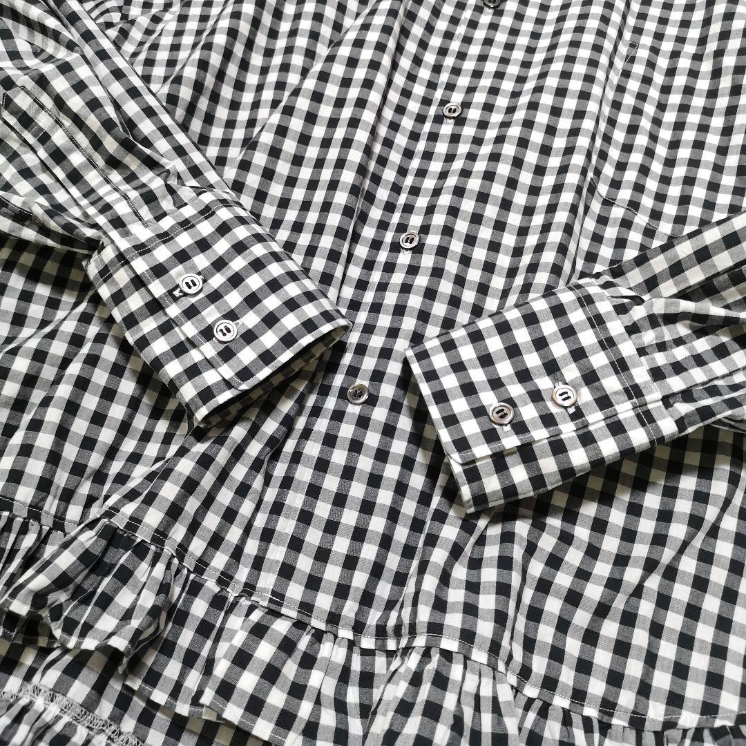 美品 コムデギャルソンガール ラウンドカラー フリル ギンガムチェックブラウス