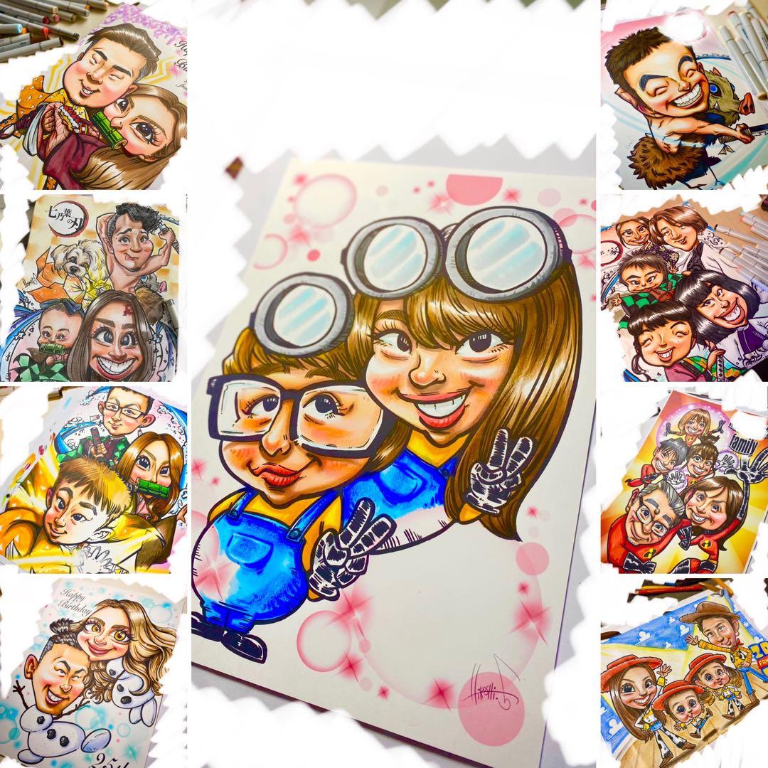 世界で1枚の手描きのオーダーメイド似顔絵★大人数ok★アレンジok