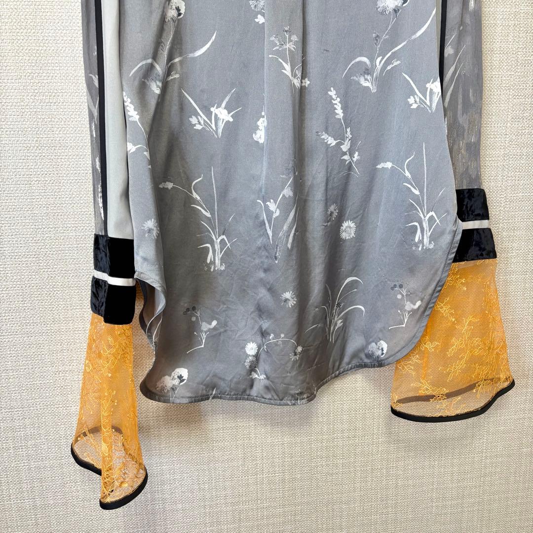 最終値下　19aw Silk Lame Print Sleeves Shirt