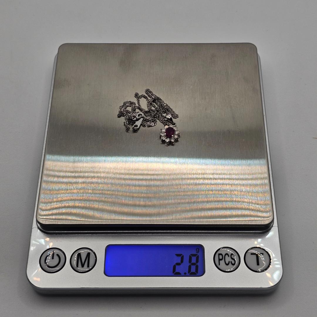 天然ルビー 0.3ct ダイヤモンド 取り巻き ネックレス Pt