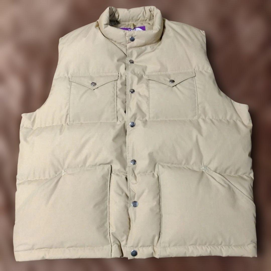 ノースフェイスパープルレーベル ベージュ ダウンベスト L