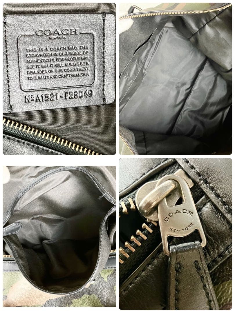 極美品✨コーチ　ボストンバッグ　PVレザー レザー　カモフラ　迷彩　F29049