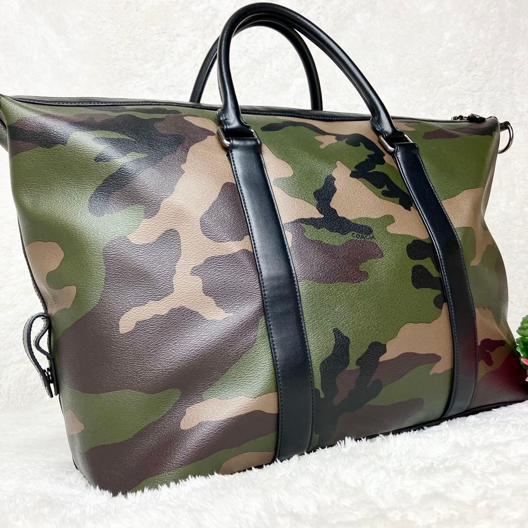 極美品✨コーチ　ボストンバッグ　PVレザー レザー　カモフラ　迷彩　F29049