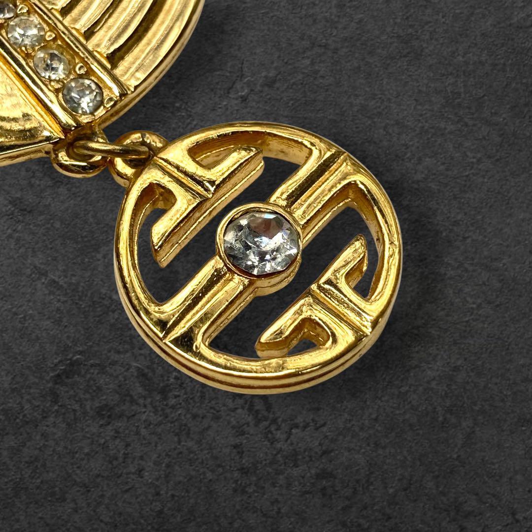 vintage GIVENCHY ロゴ×3チャーム ブローチ ゴールド 206