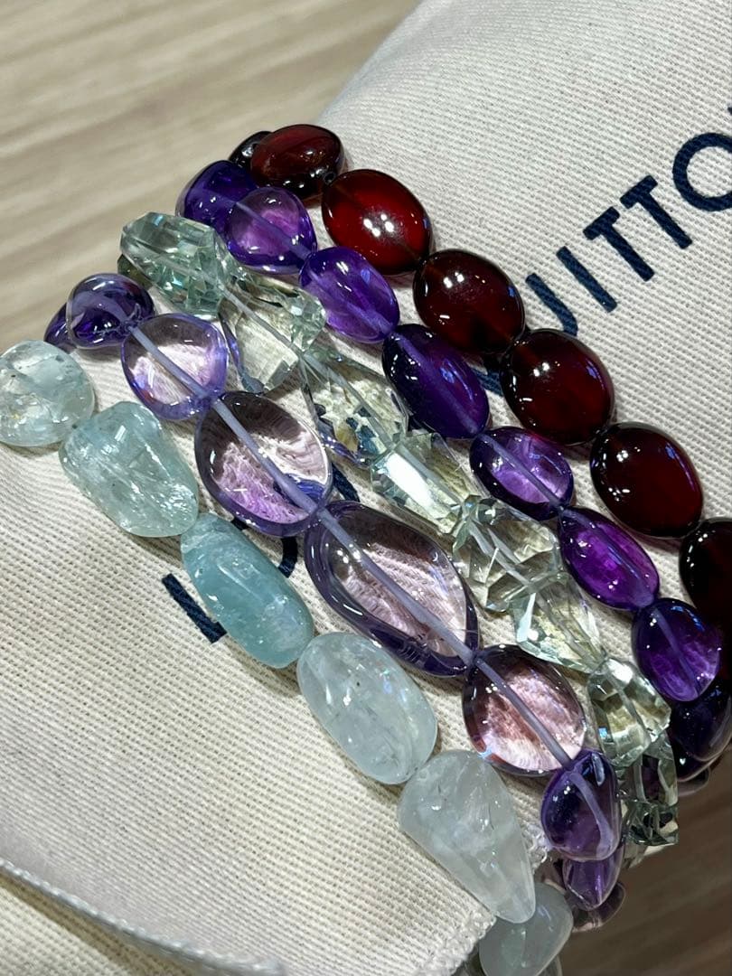 天然石　ネックレス5本セット　留め具（たまご刻・SV925）