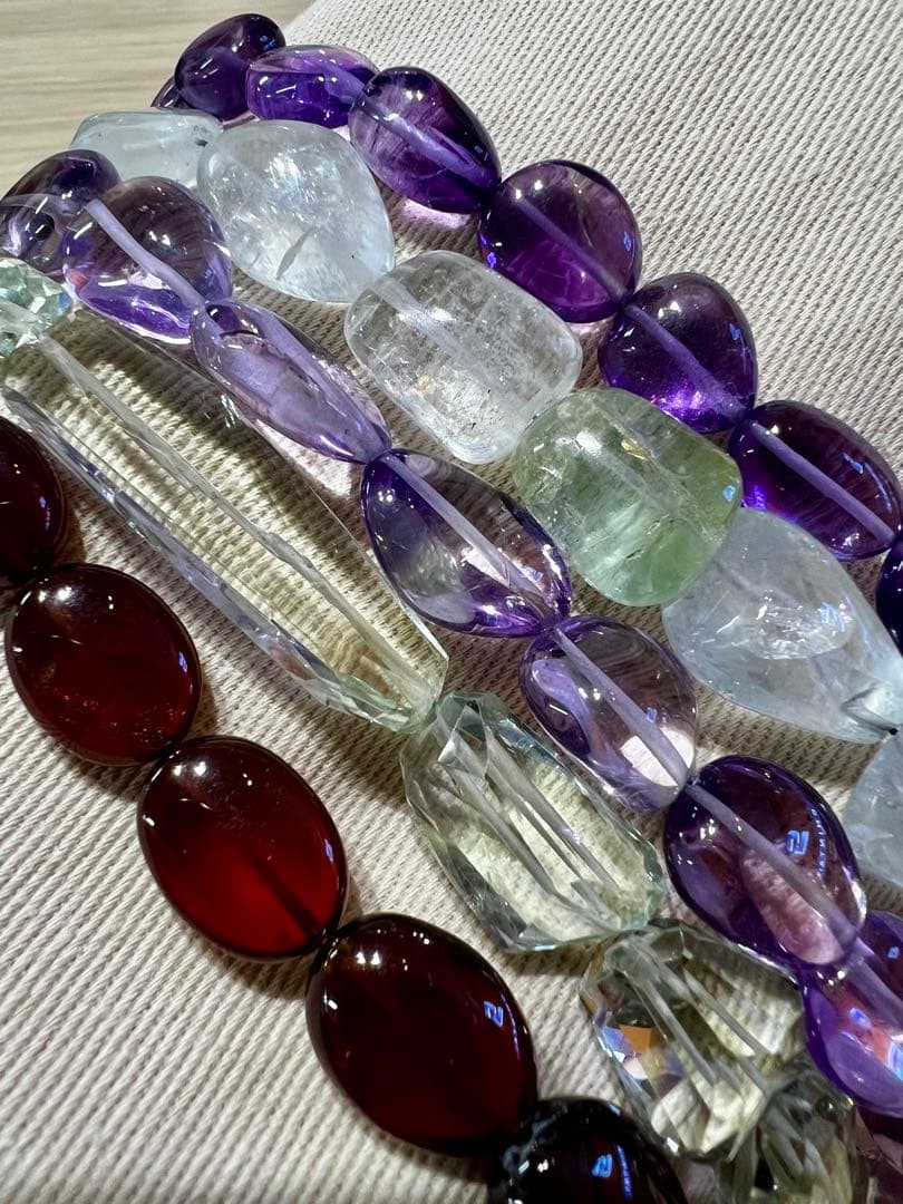 天然石　ネックレス5本セット　留め具（たまご刻・SV925）