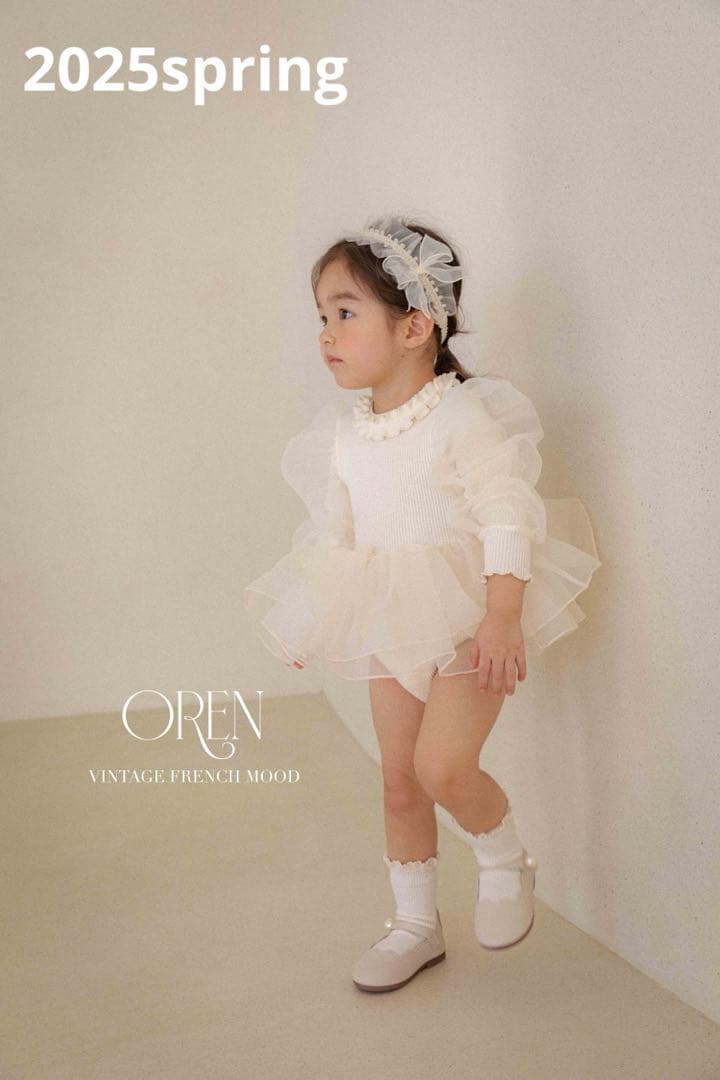 OREN オレン ベルーカ 韓国ベビー服 フリルロンパース ヘアーバンド