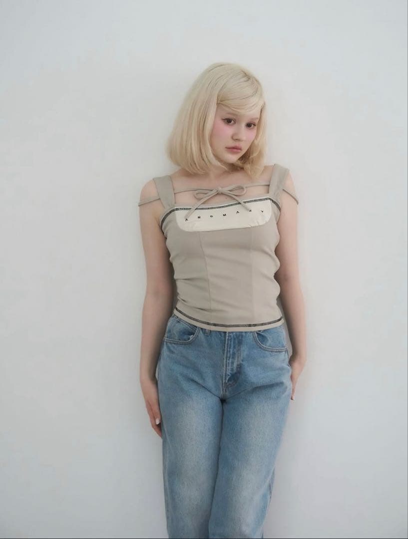 トップス ANDMARY Luca stitch tops beige andmary