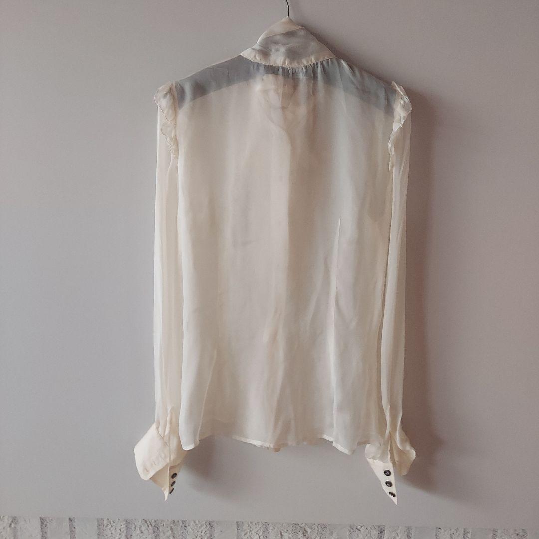 DOLCE&GABBANA シルク シフォン ボウタイ ブラウス アイボリー