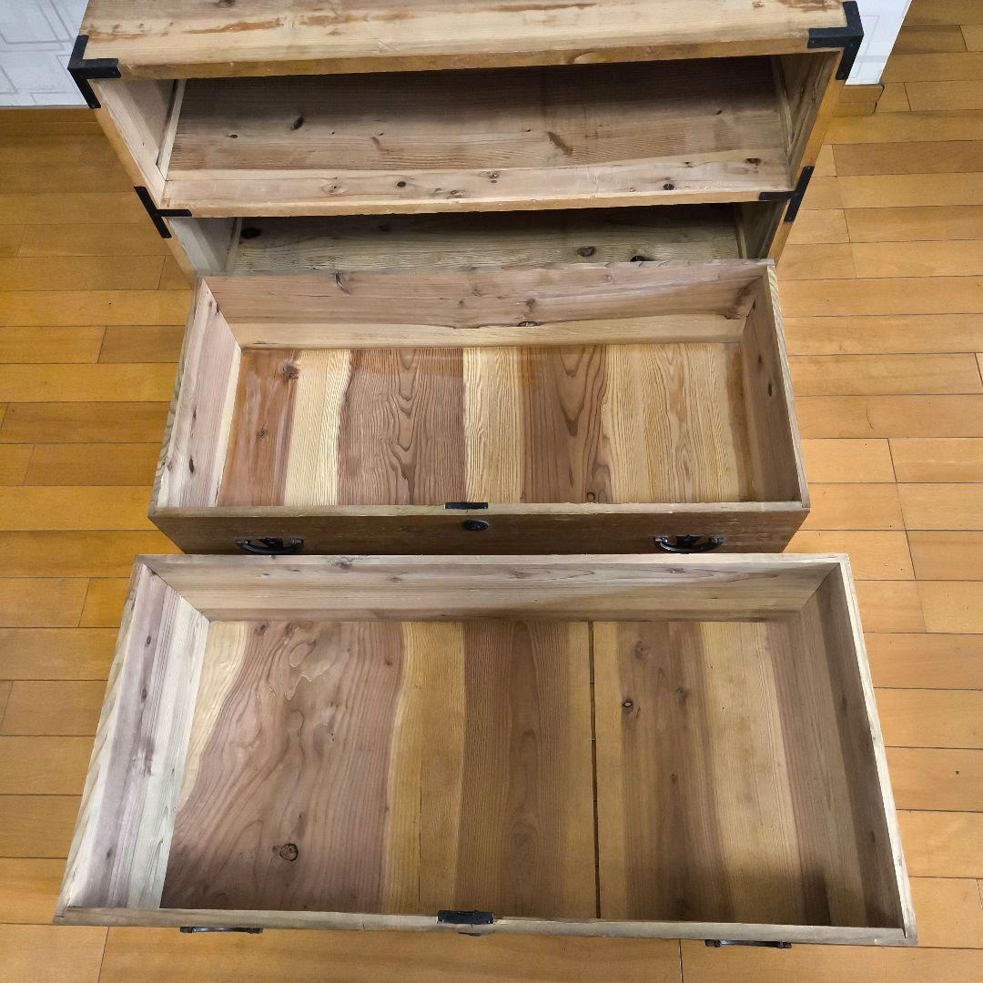 古家具　木製チェスト　ローチェスト　テレビ台　押入れタンス　引出し2段