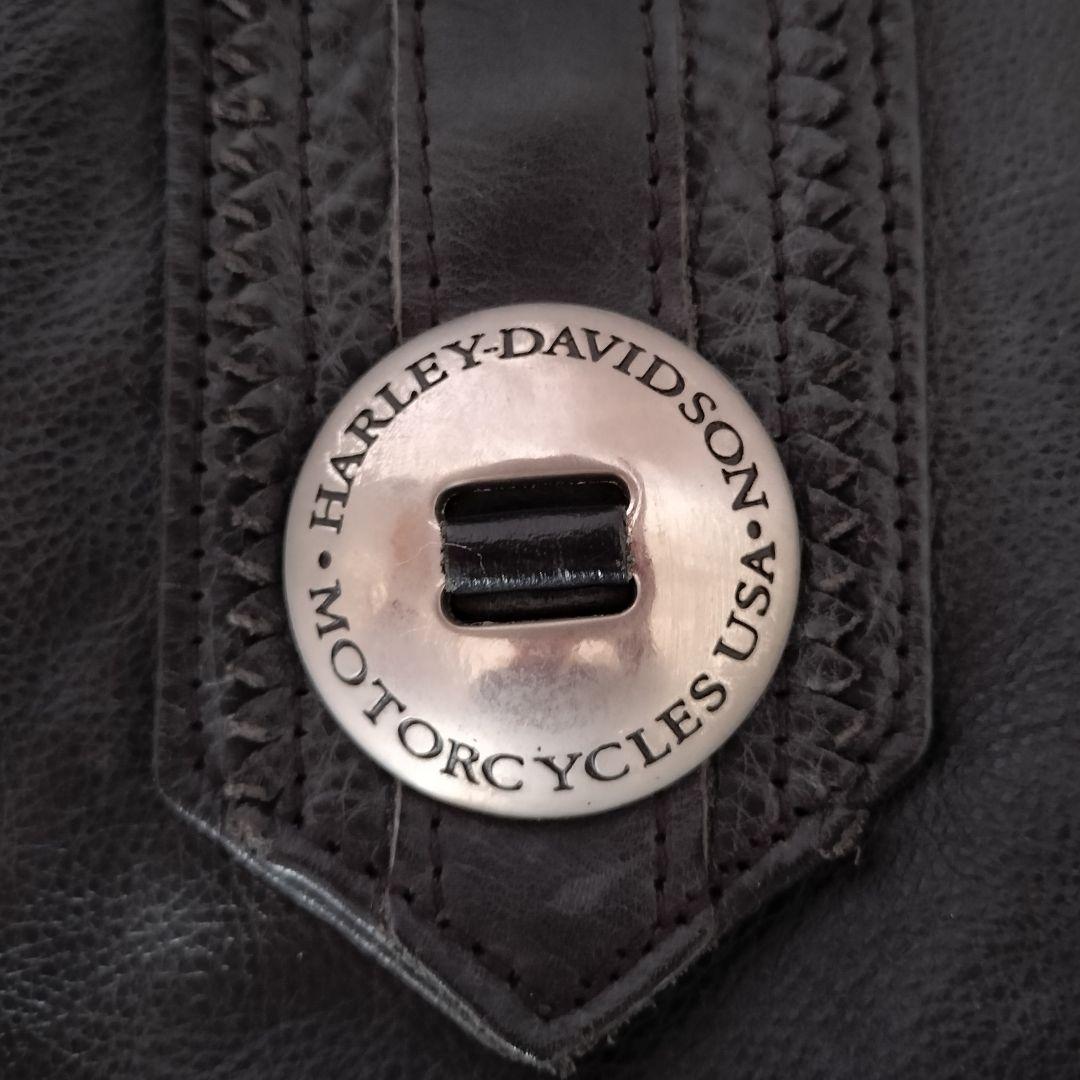 ハーレーダビッドソン USA製 コンチョ付き メンズ レザーベスト S