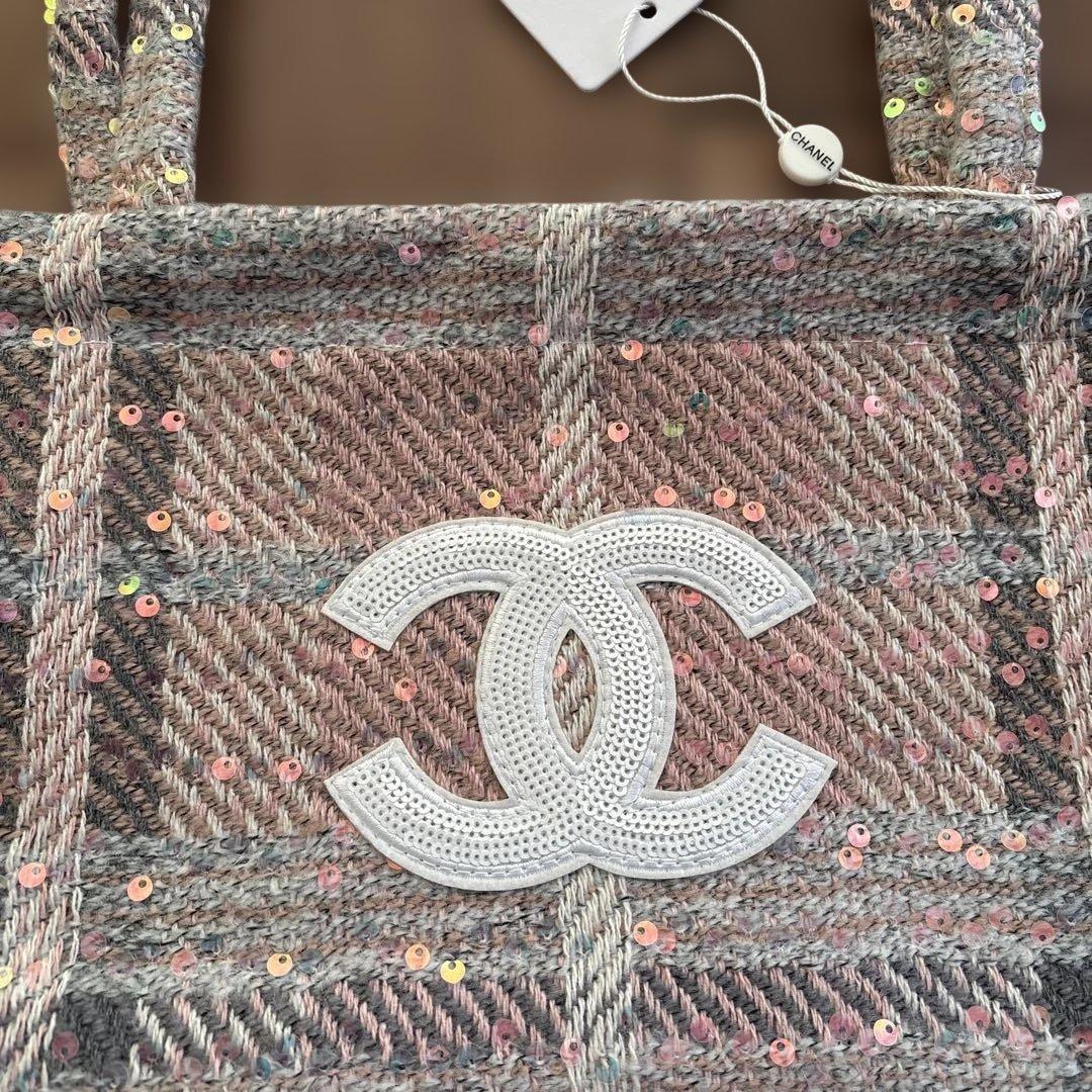 CHANELツイードトートバッグ　ピンク