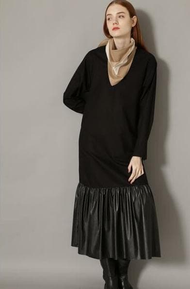 ADORE クリアコットンワンピース Mサイズ ブラック ドッキングデザイン