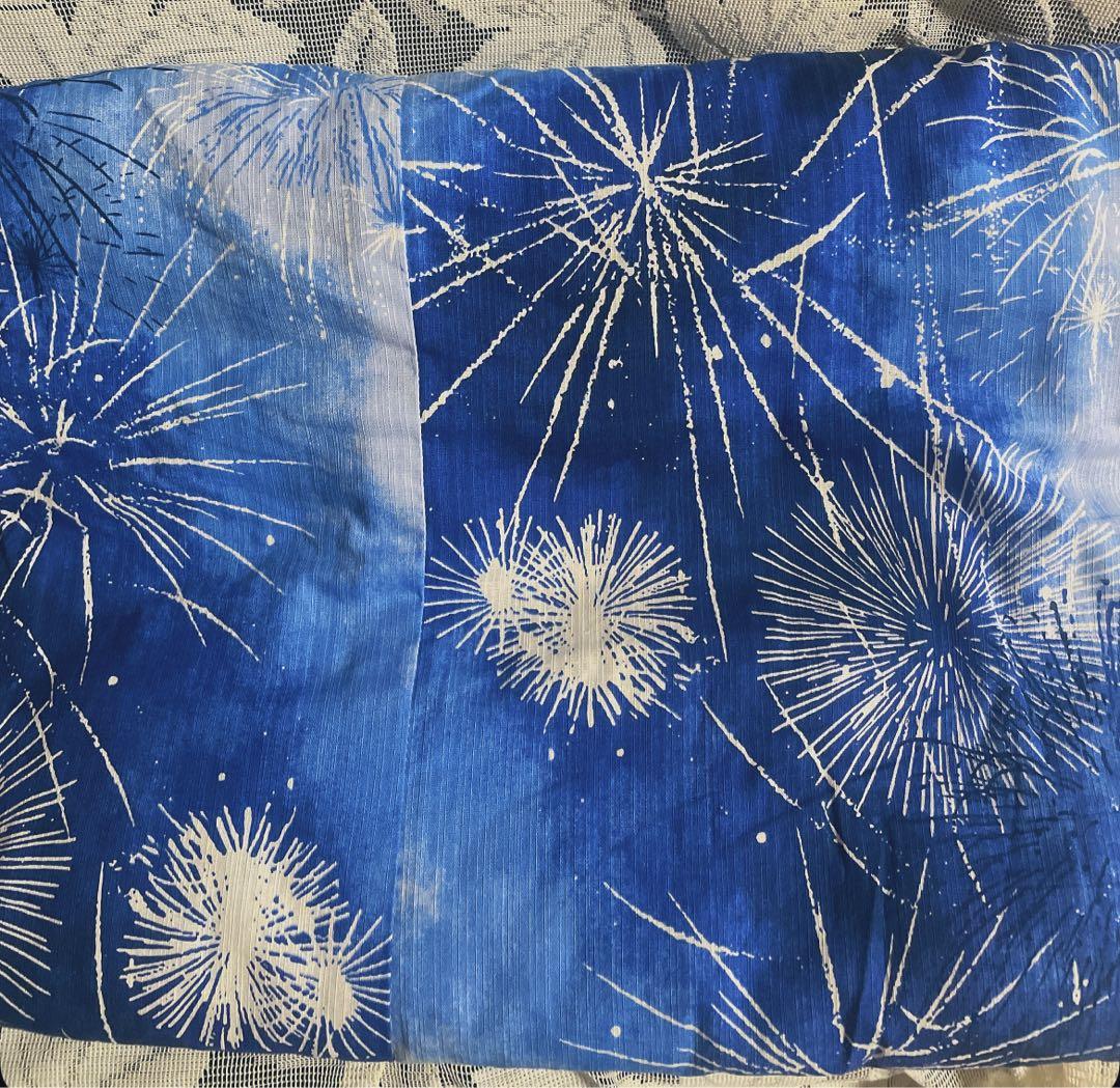 Clarus 浴衣 花火柄 青