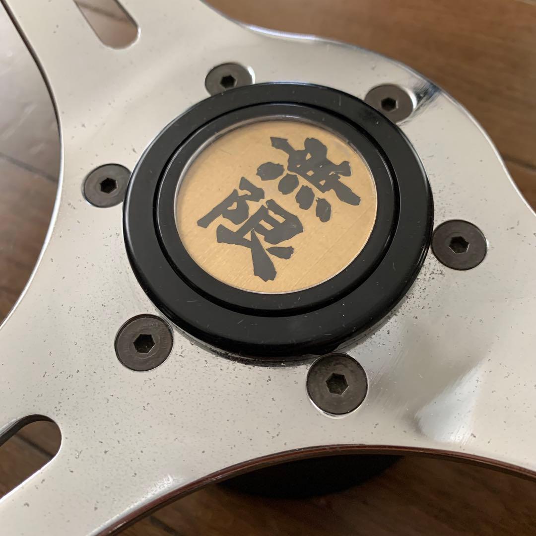 当時物　ウッド製　32Φ 3スポークステアリングホイール