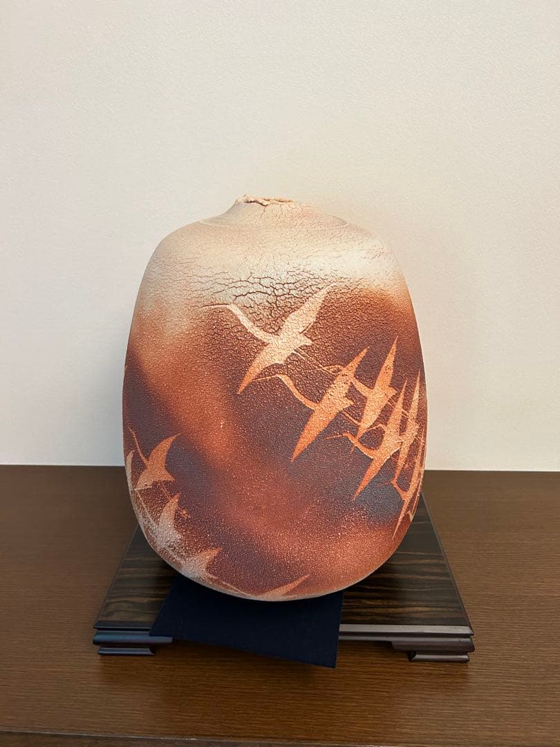 林正太郎作　志野群鶴紋壺