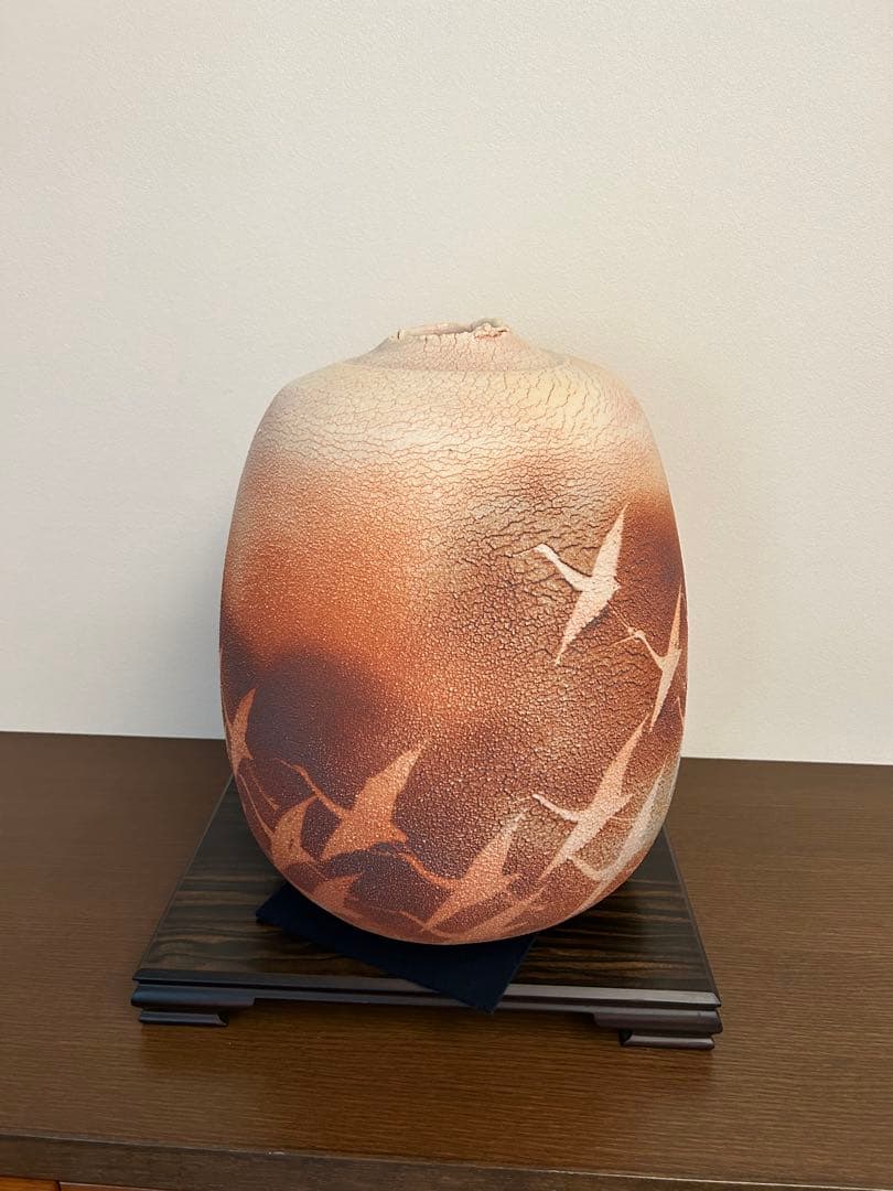 林正太郎作　志野群鶴紋壺