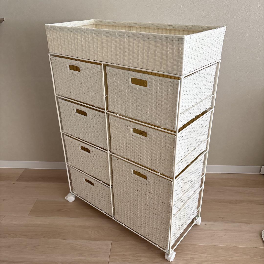 【コーヒー】ランドリーチェスト・ラック　ホワイト