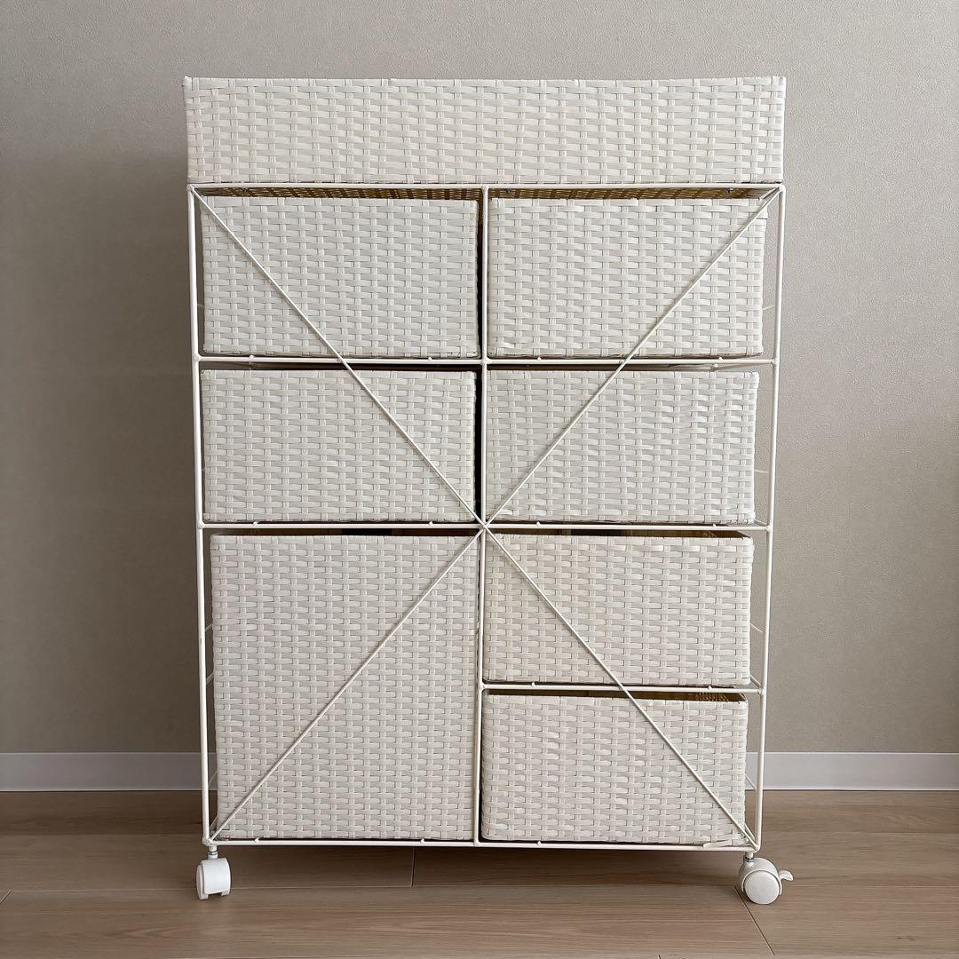 【コーヒー】ランドリーチェスト・ラック　ホワイト