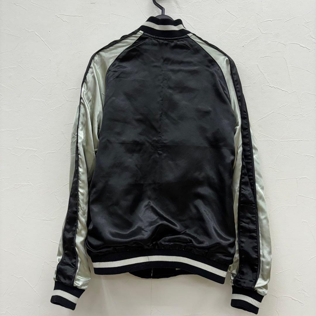 m*o様 美品 花旅楽団 鯨 クジラ 刺繍 レーヨン リバーシブル スカジャン