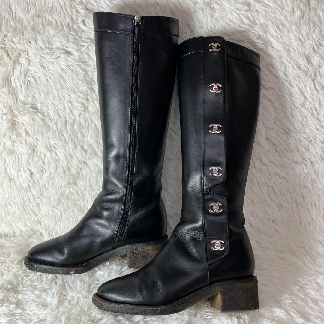 CHANEL シャネル ターンロック ココマーク ロングブーツ G31202