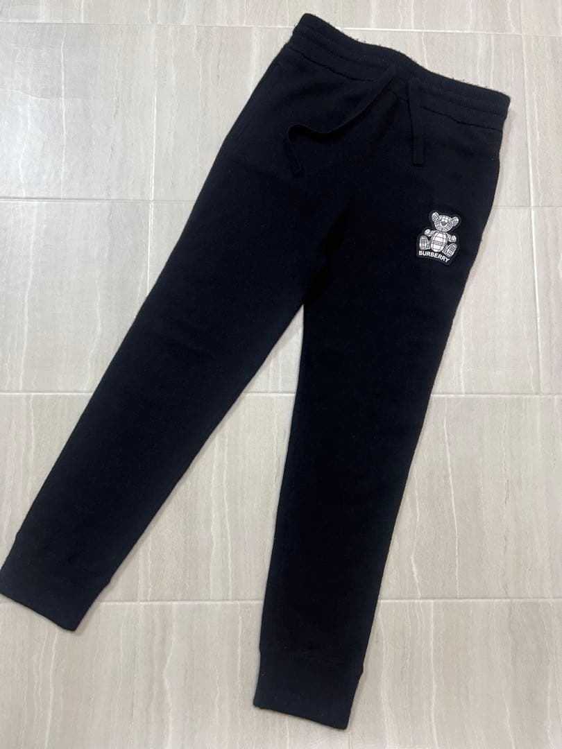 Burberry テディベア刺繍　カシミヤ混パンツ ブラック