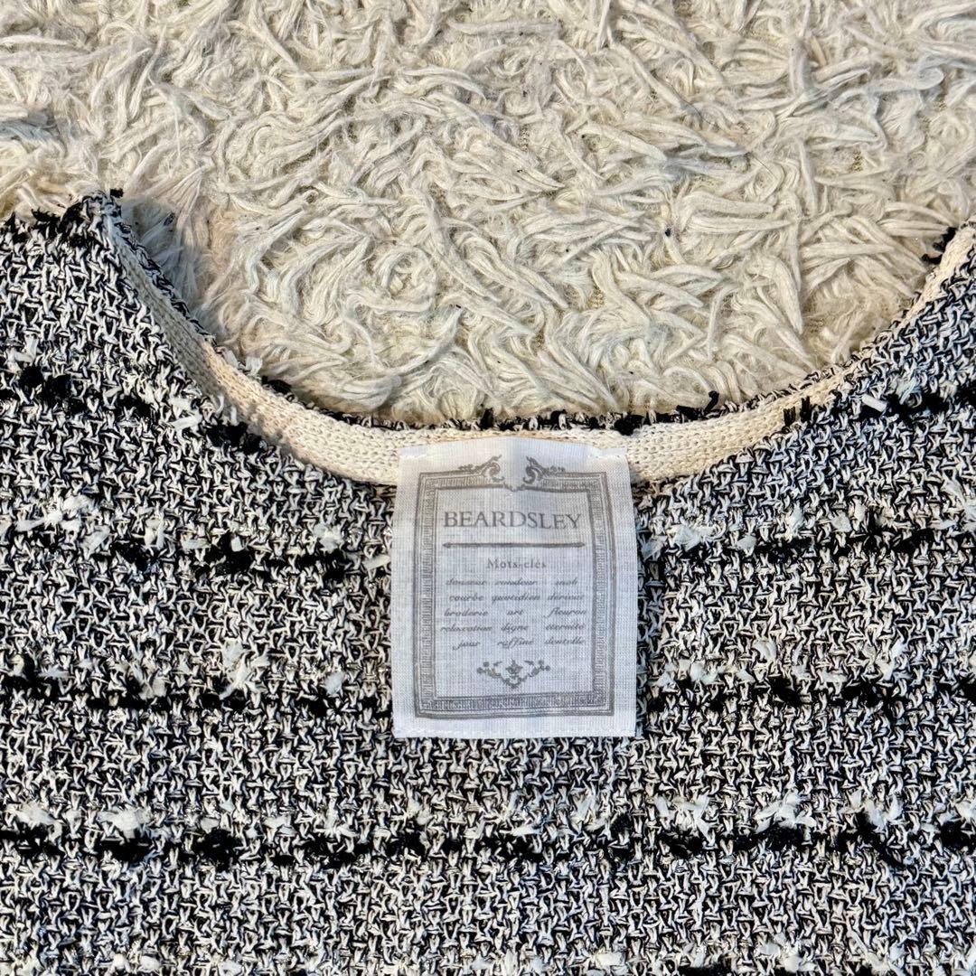 【美品 25SS】ビアズリー　ツイード　ニット　ベスト　ポンチョ　フリーサイズ
