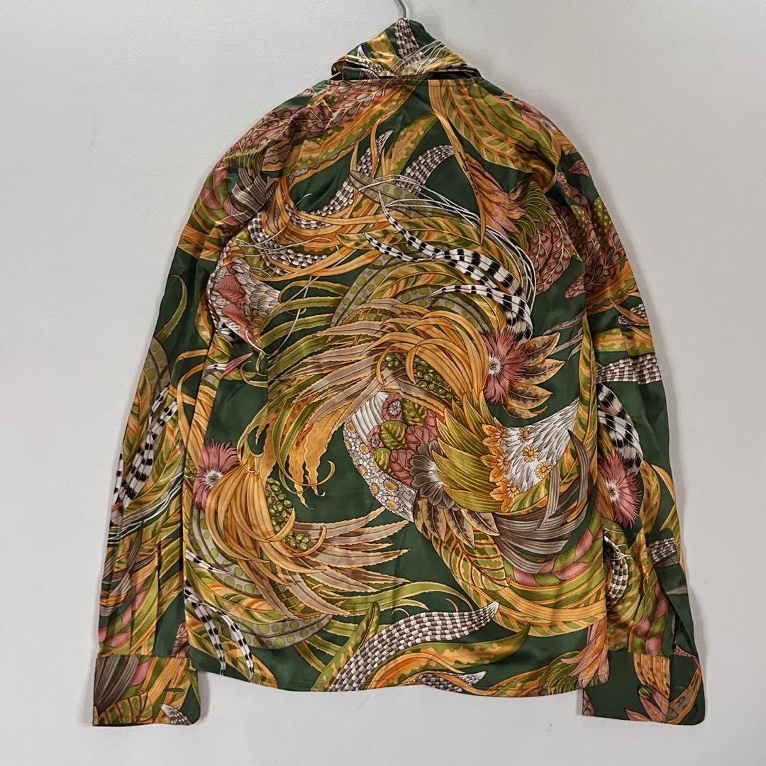 美品✨サルヴァトーレフェラガモ シルク スカーフ付きブラウス 総柄 L