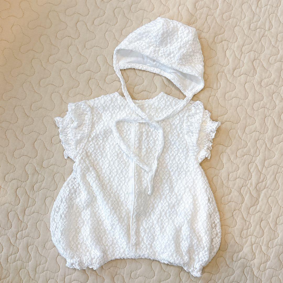 de.sh0p 退院着 セレモニーロンパース lace short ボンネット