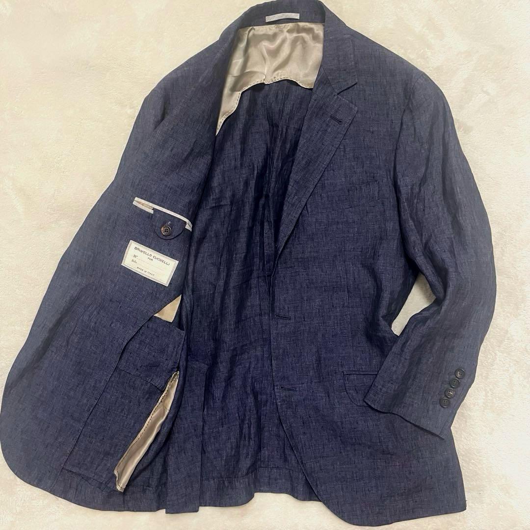希少 美品 ブルネロクチネリ テーラードジャケット 麻100 アンコン 48