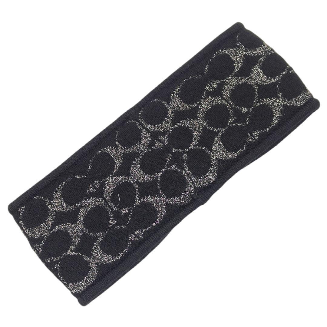 COACH コーチ シグネチャー メタリック ニット ヘッドバンド ブラック