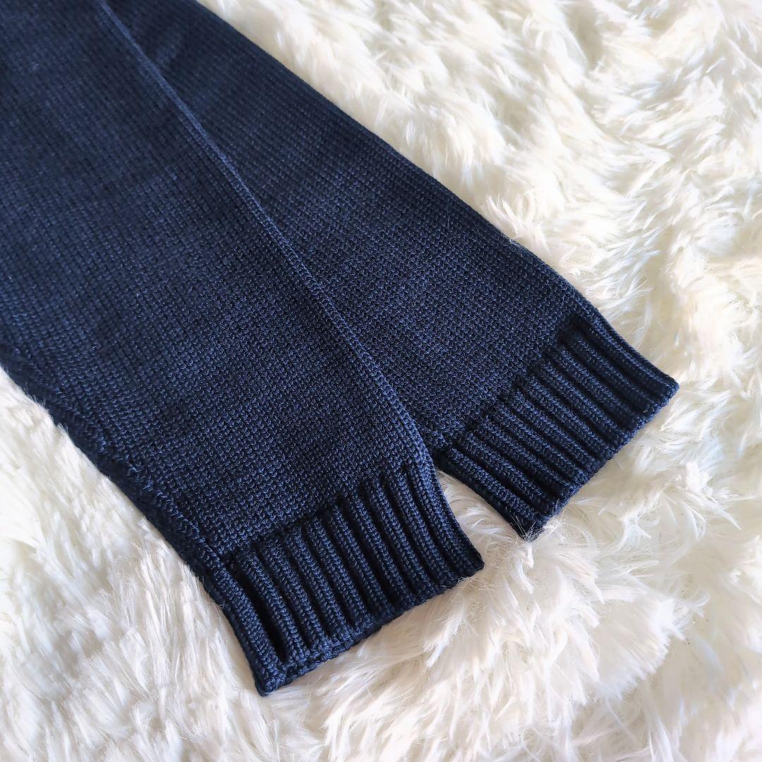 美品 ザノーネ 肉厚ウール タートルネック ニットセーター 48 ネイビー