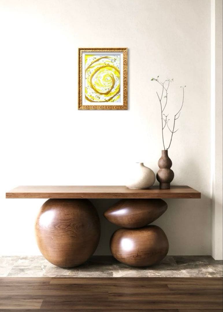 開運絵画　鬼門用　護符　ヒマラヤ水晶　天然石　金箔　龍神様エネルギー